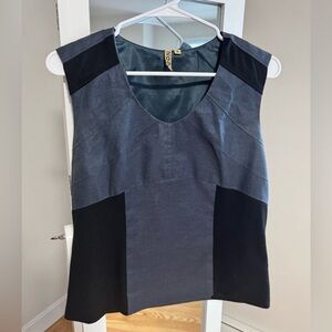 Lined Flannel and Chambray Sleeveless Top